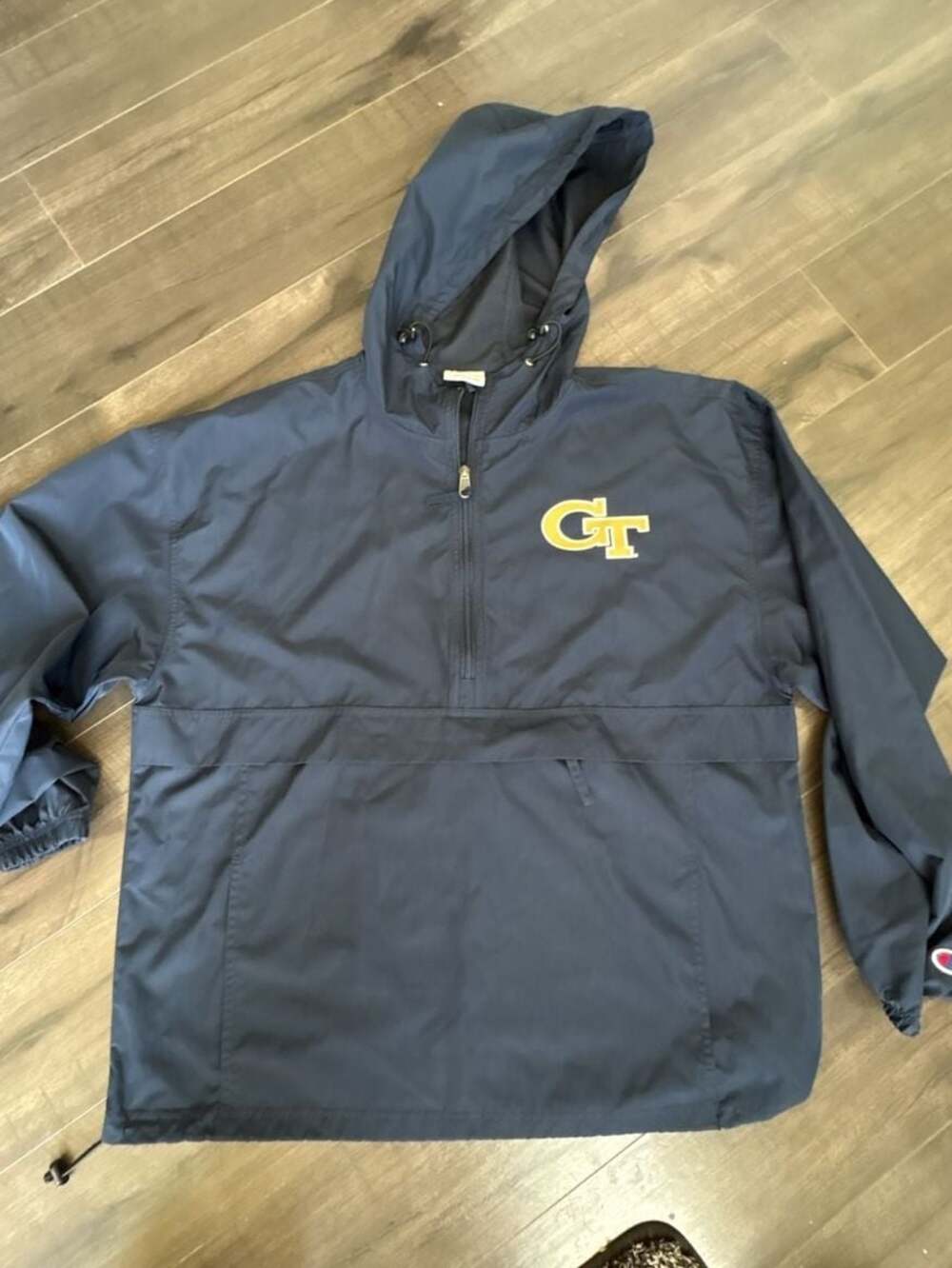 Champion Georgia Tech Yellow Jacket 1/4 Zip Hooded Windbreaker Jacket Men's